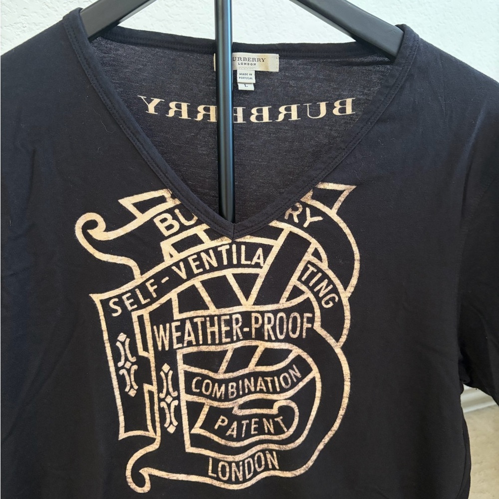 NWOT Burberry Black T-Shirt with Beige Graphic